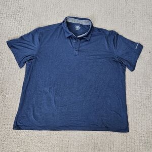 XXL G.H. Bass Blue Solid Man's Polo Shirt Top Short Sleeve Polyester Spandex